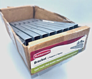 8 Rubbermaid 9” Twin Track Satin Nickel Shelf Brackets FG4C0402NCKL Silver NEW
